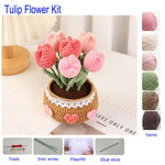 décoration maison mariage bouquets fleurs tricotées rouge jaune vert rose blanc orange
