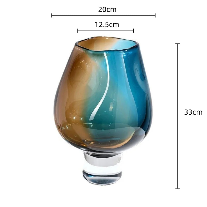 vase moderne marbré marron bleu base solide dégradé couleur décoration intérieure table fleurs opacité