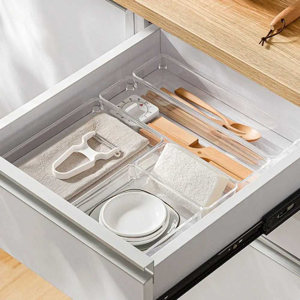 boîtes rangement transparentes modernes minimalistes cosmétiques bureaux cuisine XL XXL