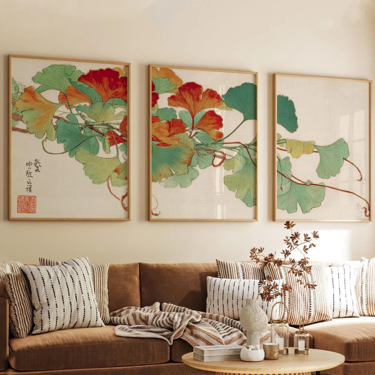 affiches toile abstraites feuilles stylisées moderne minimaliste décoration murale salon maison
