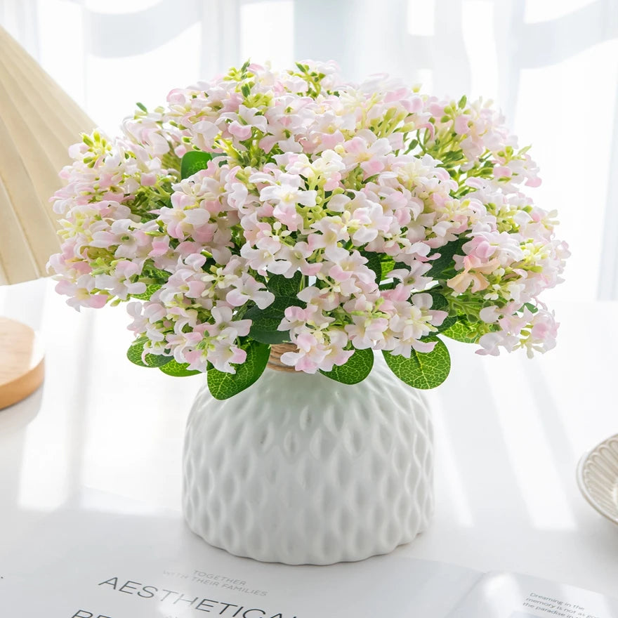 décoration intérieure bouquet fleurs artificielles soie hyacinthe moderne rose blanc violet