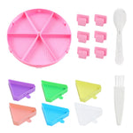 palette broderies six compartiments violet bleu vert rose moderne diagonales géométriques opaques brosse incluses.codes