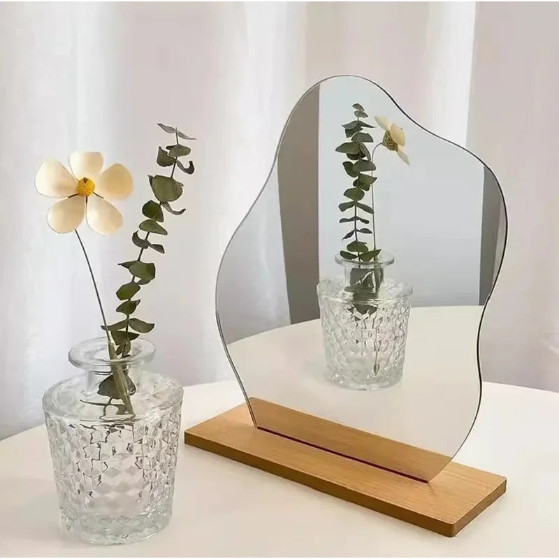 miroir transparent moderne support bois miroir maquillage chambre vanity deco beauté erotique