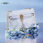 sac main cuir blanc imprimé floral chain dorée deco otaku fan cadeau
