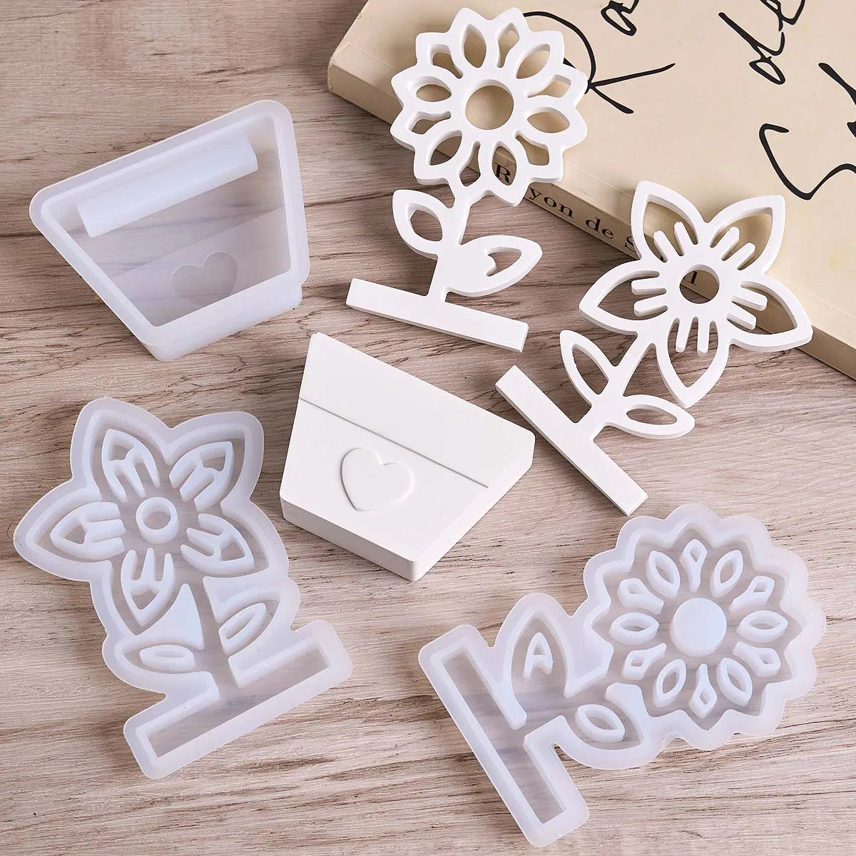 porte carte silicone forme fleur moderne blanc adhésif minimaliste motifs floraux légèrement rugueux