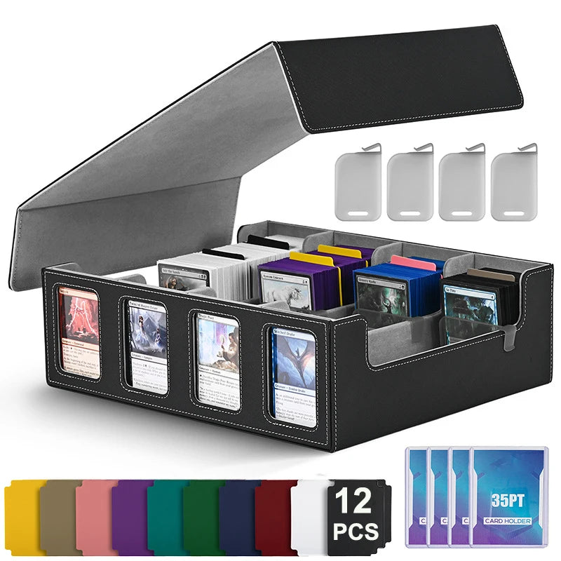 boîte rangement cartes collection 3000 capacités aimants 12 pochettes noir rouge moderne