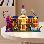 construction lego xmen maison lumineuse led marron blanc bleu verte rouge personnages details architecturaux