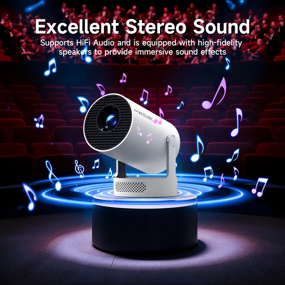 projecteur led 290ansi 1280x720p blanc moderne android wifi bluetooth trapézoïdale auto correction