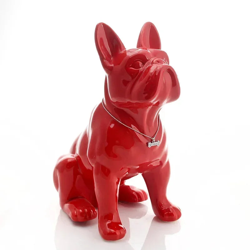 Figurine de bouledogue français jaune clair, idéale pour décoration intérieure