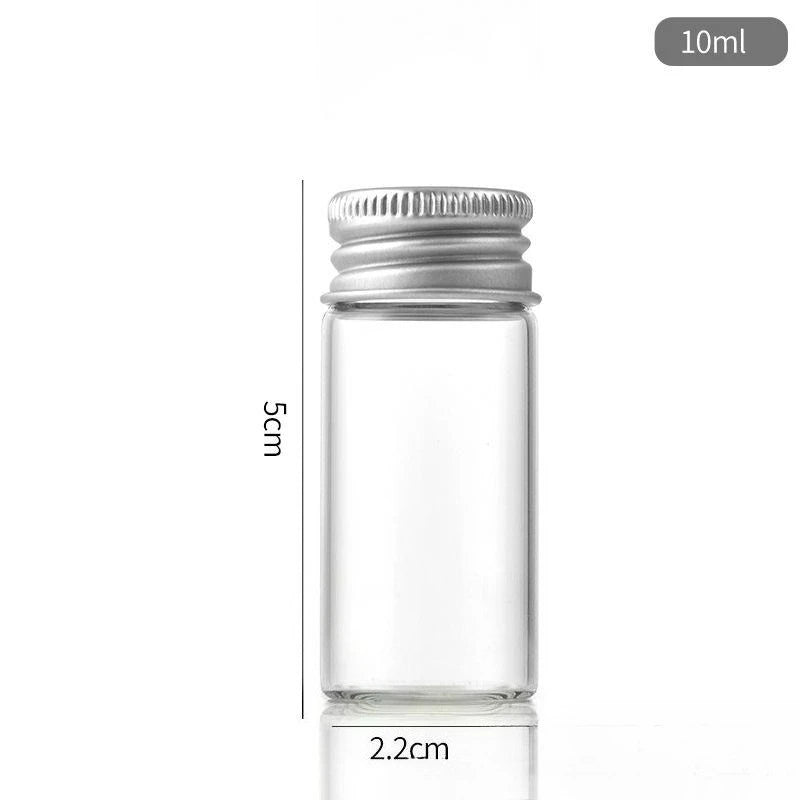 mini bouteilles verre transparentes couvercles aluminium conteneurs minimalistes pots épices rangement bijoux 5ml 7ml