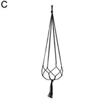 panier suspendu macramé main boho rustique plante anneau métallique blanc noir beige 90cm