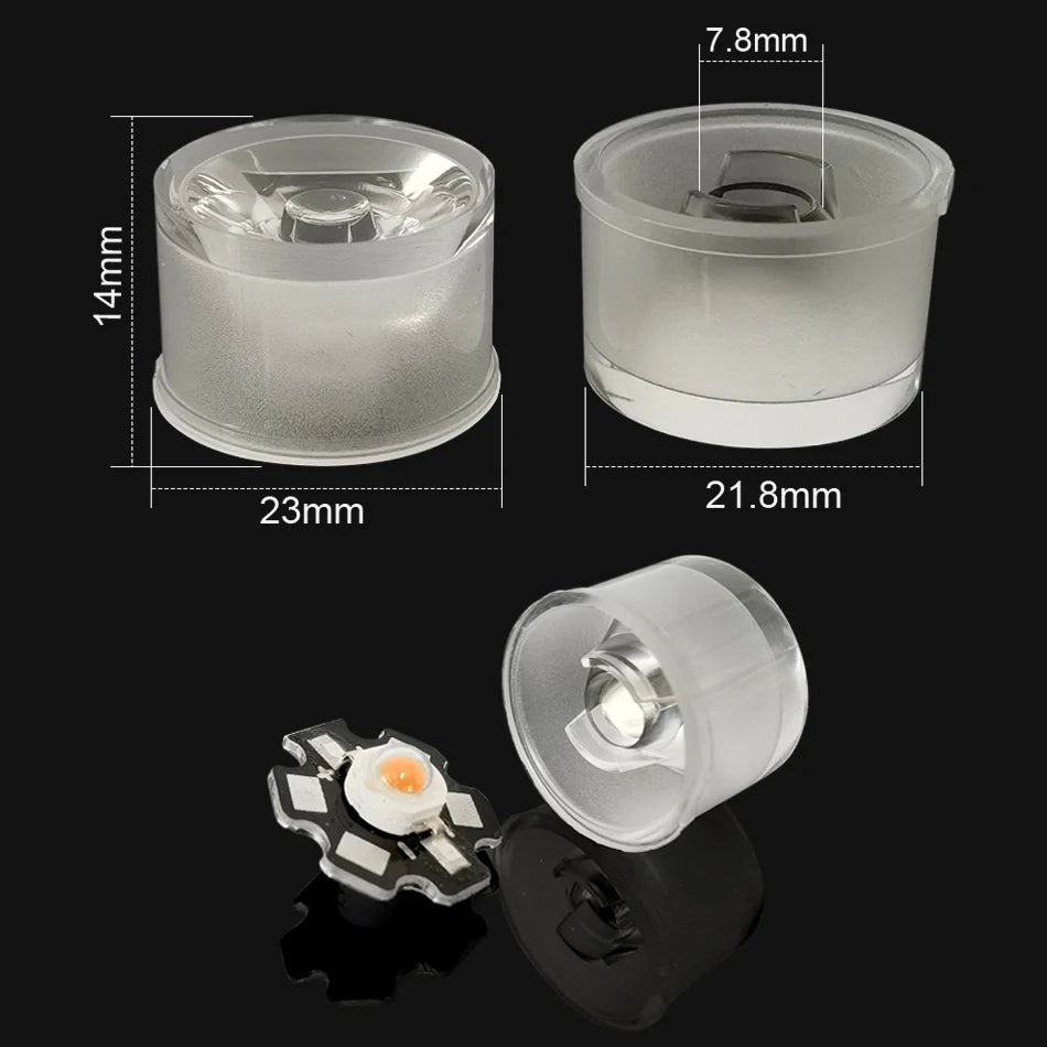lentille led transparente moderne adhésive 1w 3w 5w 10pièces différentesangles hautepuissance