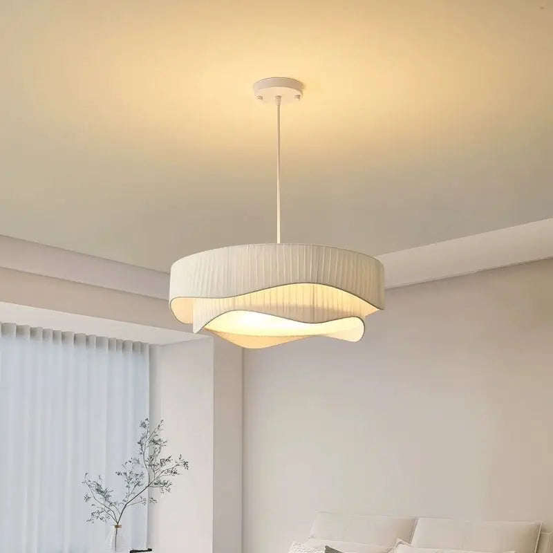 lampe suspendue moderne blanche plissée salon restaurant chambre principale e27 opacité 50cm 60cm