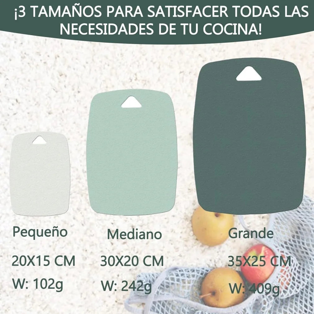 planches découper plastique antibactérienne rectangle trois pièces couleurs vert blanc moderne