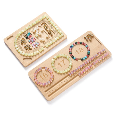 Plateau en bois pour bijoux DIY avec grille de mesure vue de dessus