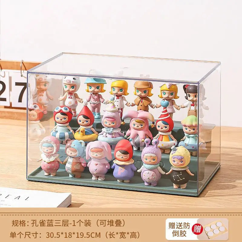 boîte rangement transparente réutilisable moderne organisateur jouets figurines divers cartoon capacité importante anti poussière