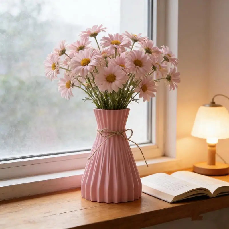 vases plissés modernes minimalistes noir bleu gris rose beige opaques