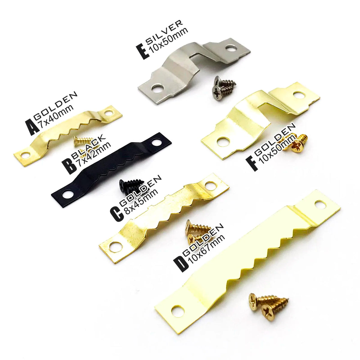 clips métalliques or noir argent rayures dentelées modernes vis dorées noires argentées