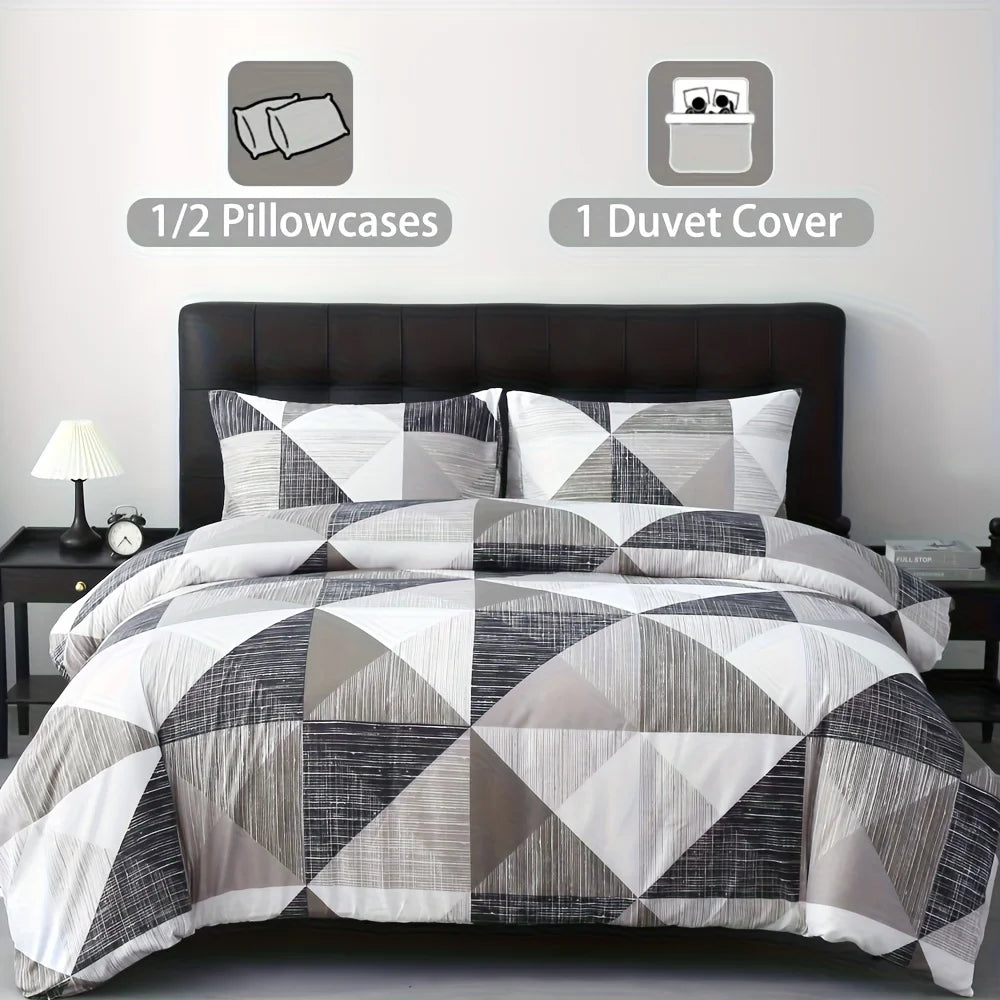 housse couette polyester motif géométrique moderne 135x200cm 150x200cm 160x220cm 200x200cm 200x230cm 220x240cm 2pcs taies