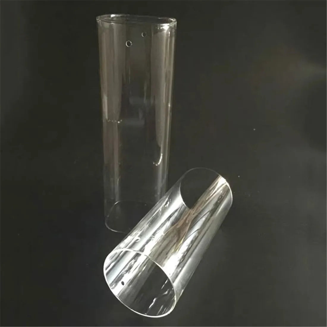 tube transparent moderne très fin abat jour verre fixations variées bougeoir lustre applique murale