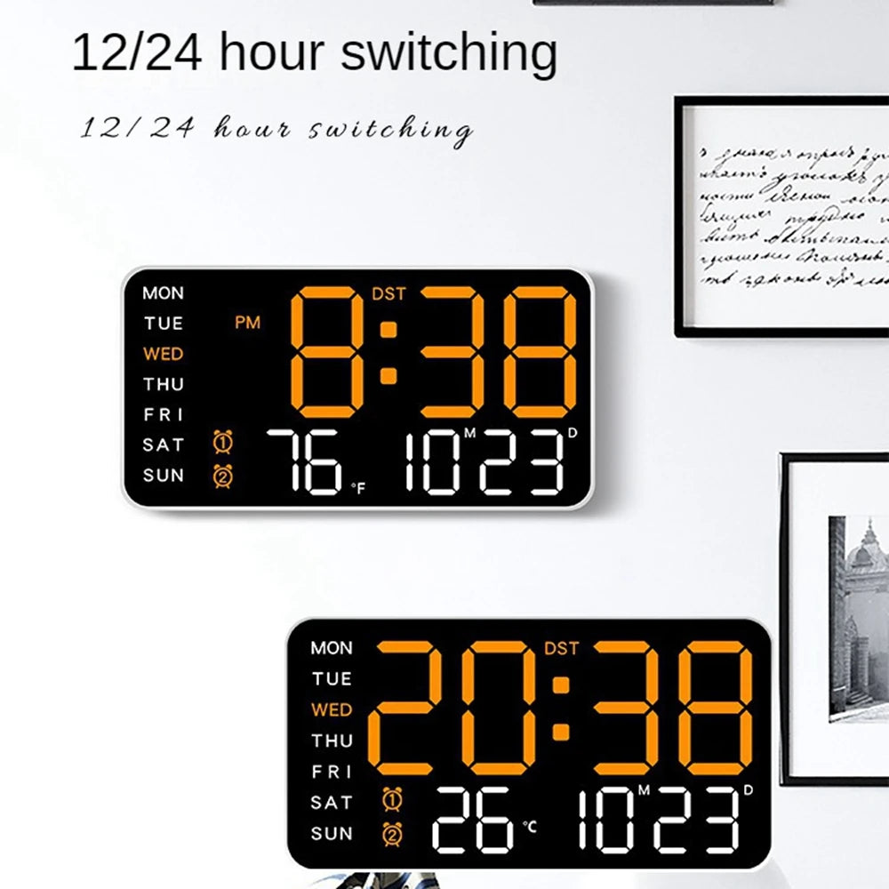 Affichage détaillé de l'horloge murale numérique avec commande vocale