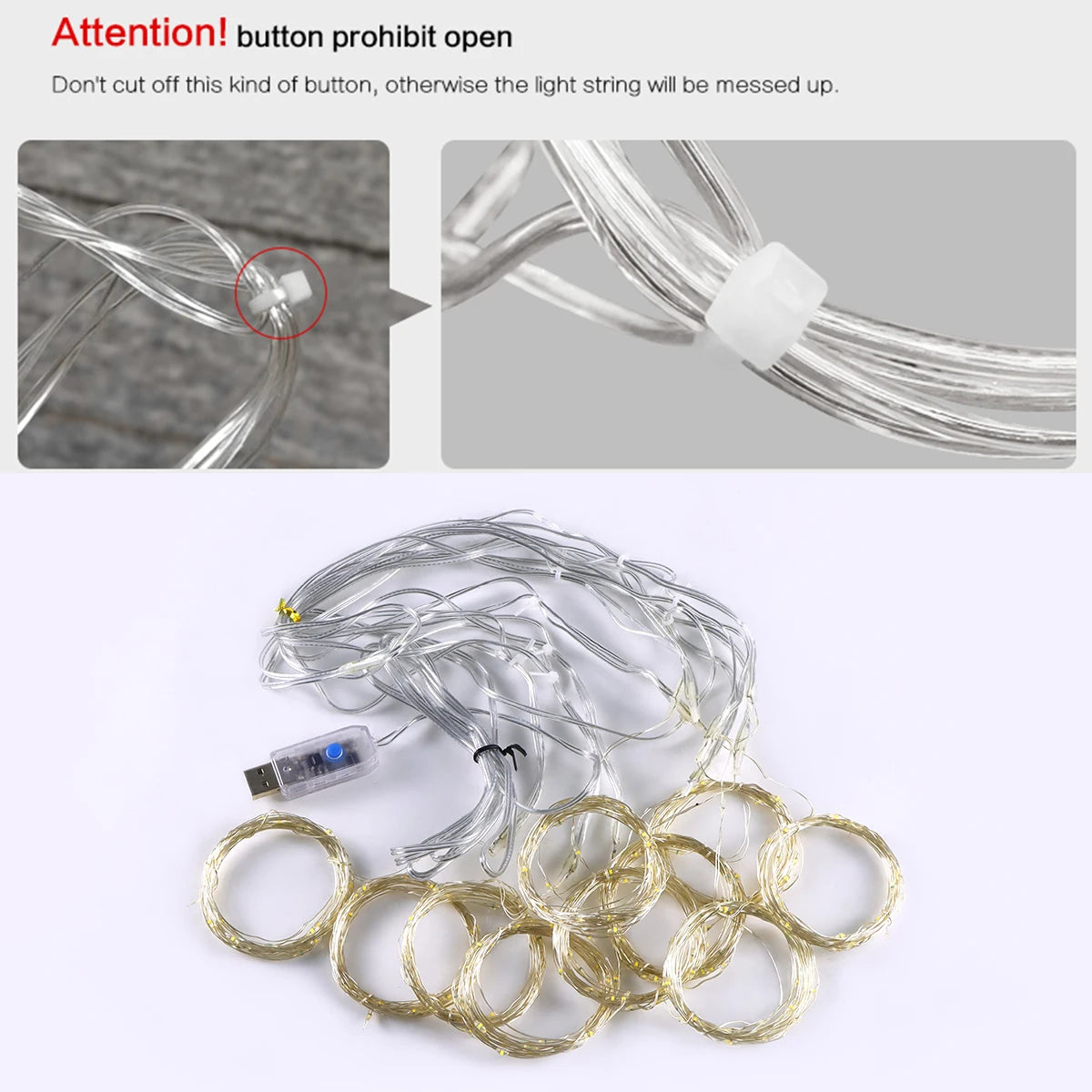 guirlande lumineuse blanc chaud moderne 3m 2m 1m led points lumineux translucide télécommande usb