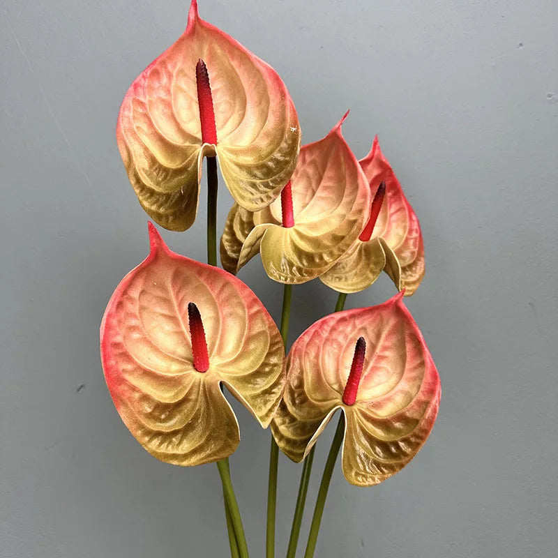 fleurs artificielles rouge vert blanc modernes intérieur décoration maison tringle fixée set pièces