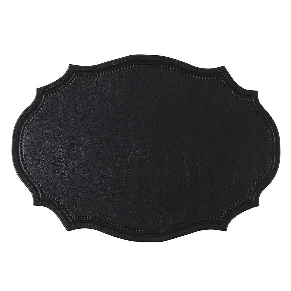 tapis table moderne bleu vert orange gris marron cuir bordure ornée respectueux environnement