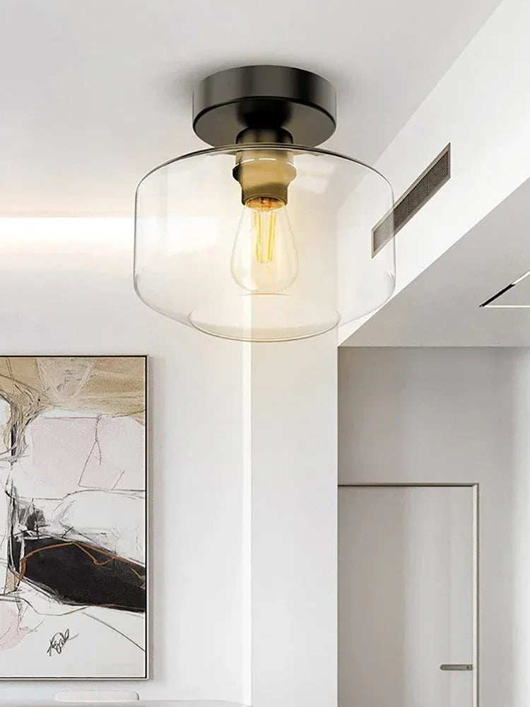 lampe moderne minimaliste noir transparent abat jour acrylique vis simple