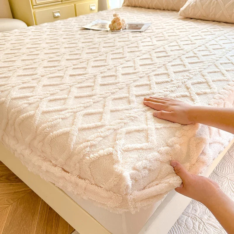 couverture géométrique beige douce polyester lit adultes hiver opacité confortable fixation