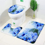 ensemble tapis bain salle bain rouge fleurs roses motif moderne coton doux décoratif