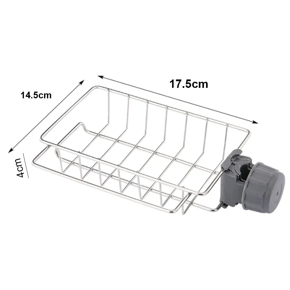 support vaisselle argenté moderne grille vis fixe éponge gant brosse cuisine