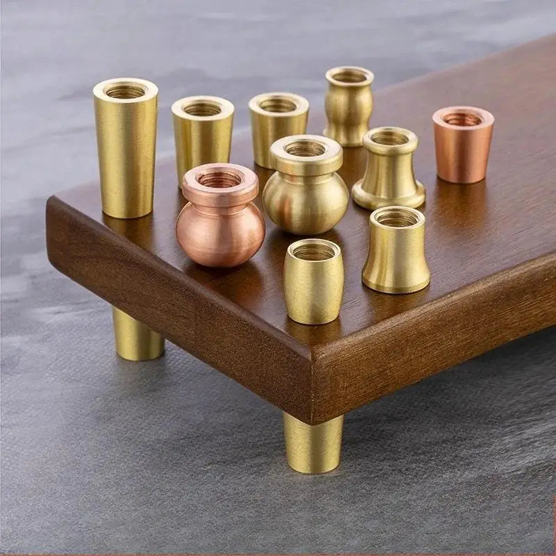 plateau bijoux marron doré bois brillant moderne minimaliste pieds métalliques dorés fixations incluses