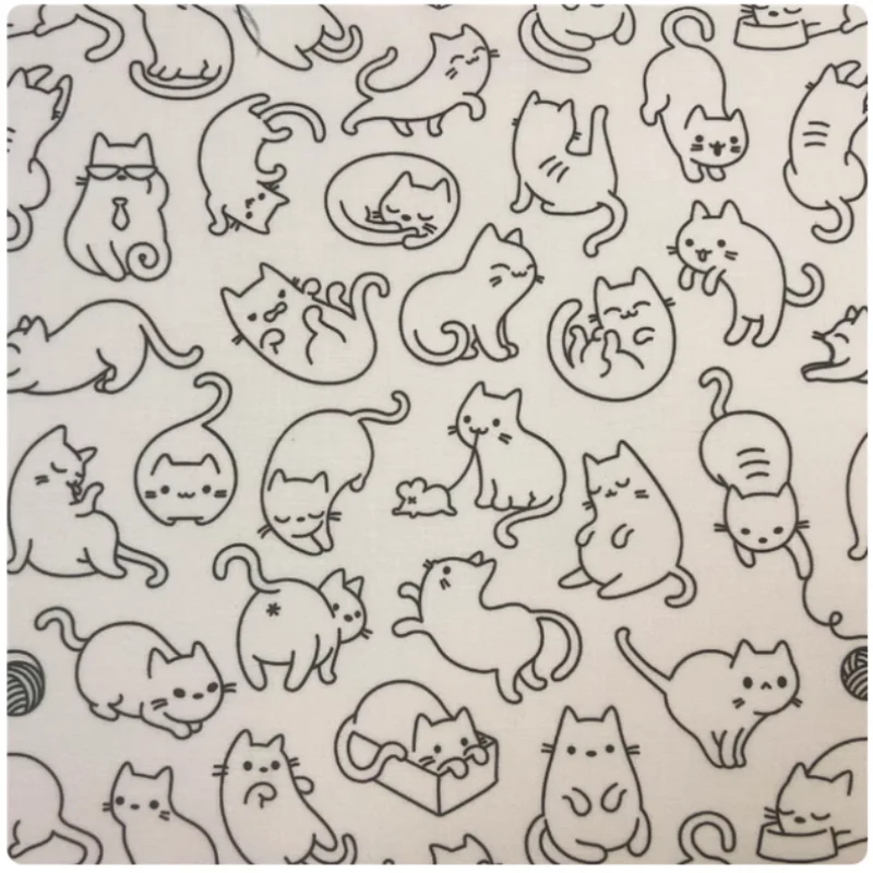 tissu coton imprimé chats noirs 145cm largeur diy sacs rideaux nappes respectueux environnement simple