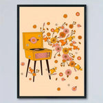affiche art vintage toile vinyle danseurs fleurs texte salon chambreDecoration Murale Populaire