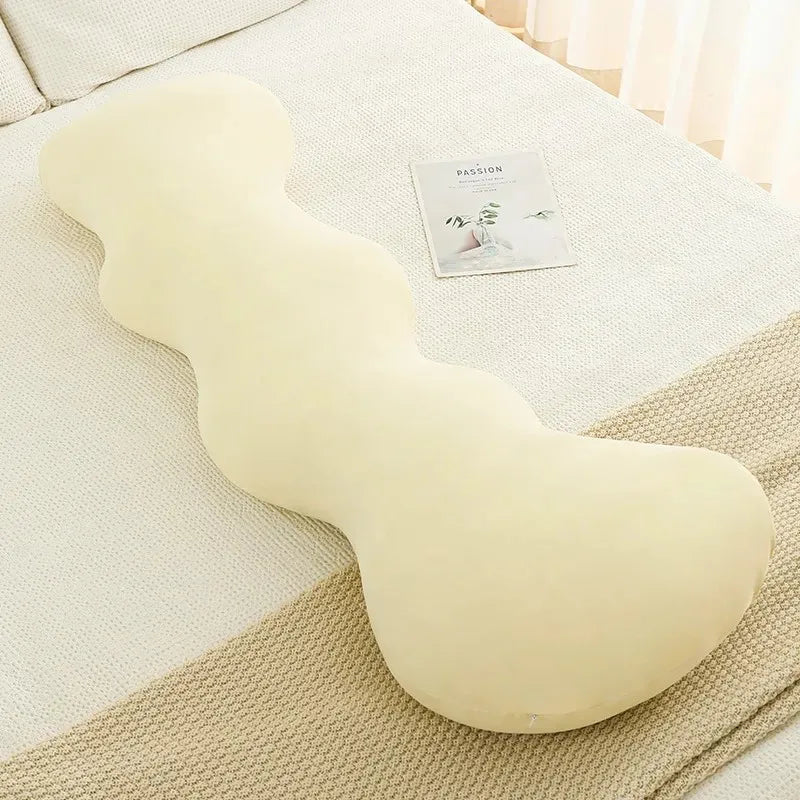 coussin ergonomique colonne polyester microfibre beige bleu clair uni moderne doux lit body support