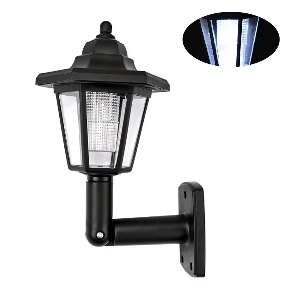 lampe murale led solaire noire transparente classique hexagonaleextérieur jardin décoration