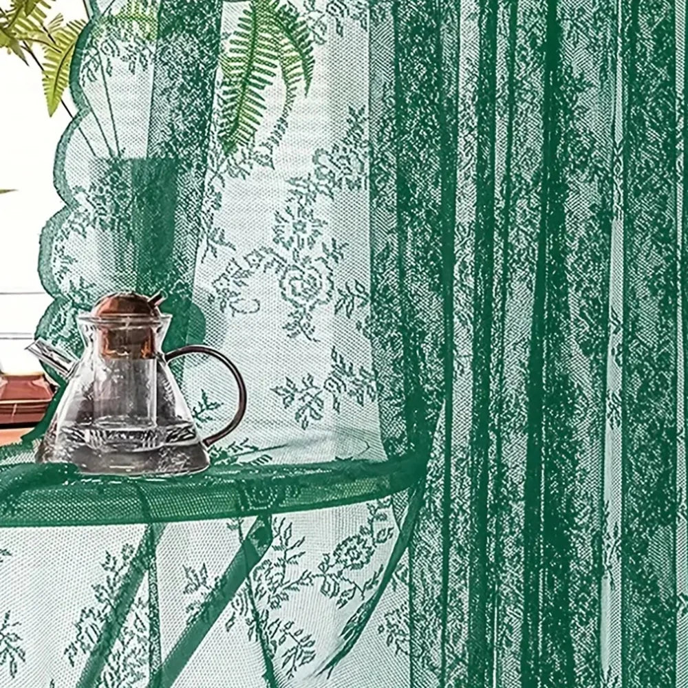 rideau vert broderie florale transparent classique 100 polyester 100x114cm 100x183cm 100x244cm 140x244cm