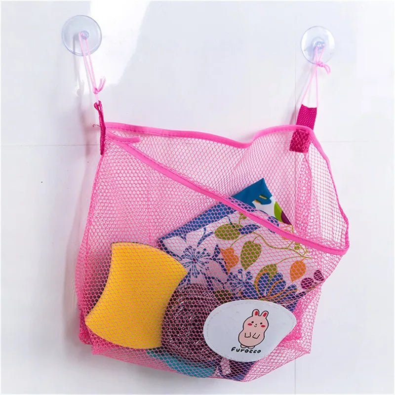 sac rangement bain blanc maille fine moderne ventouses pratique
