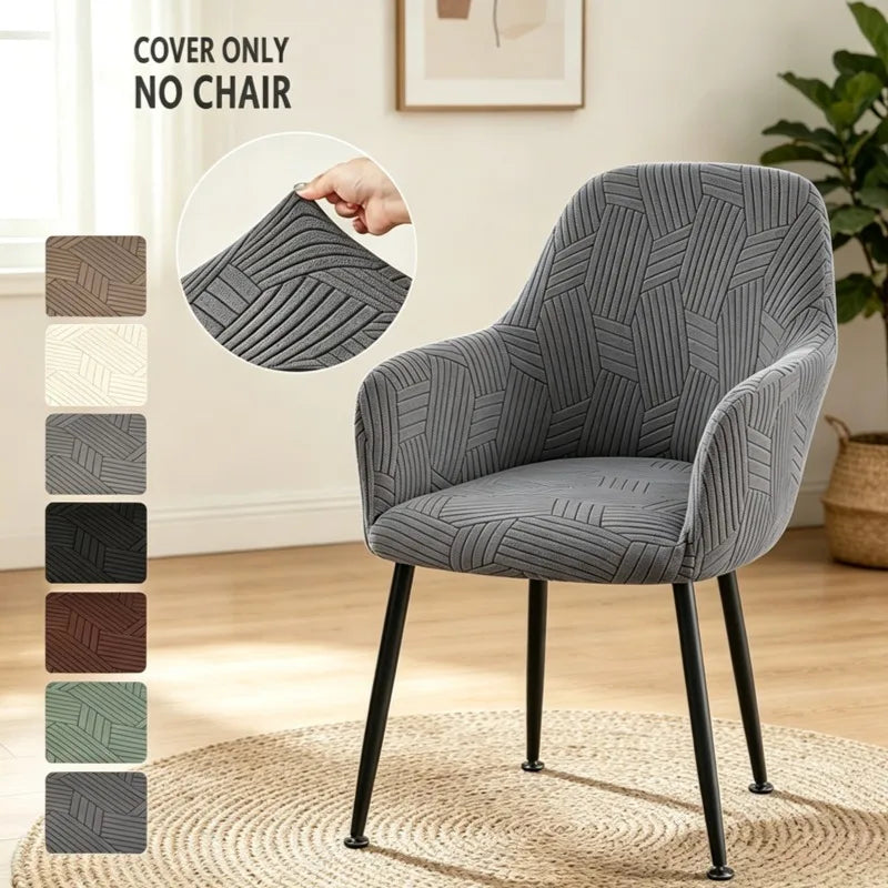 housse chaise gris rayures moderne élastique poignées salle manger mariage banquette cuisine