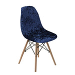 housse chaise velours brillante moderne bleu blanc protection polyester elasthanne