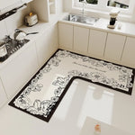 Ce tapis de cuisine décoratif avec un motif floral élégant et un texte de citation apporte une touche élégante et personnalisée à l'espace.