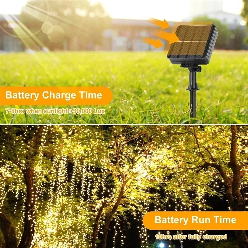 guirlande lumineuse solaire dorée 100 led 12m moderne ip44 abs spikes minimalisteextérieur