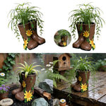 vases formes bottes pluie couleurs marron jaune vert violet rose imitation cuir fleurs rustique