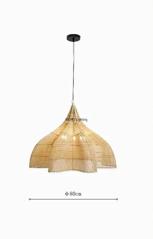 lampe suspendue rotin bois naturel rustique moderne salon cuisine lumière chaude