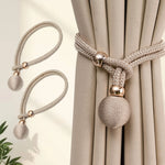 accessoires rideau tissu polyester cordon tressé couleur beige doré moderne fixations billes dorées