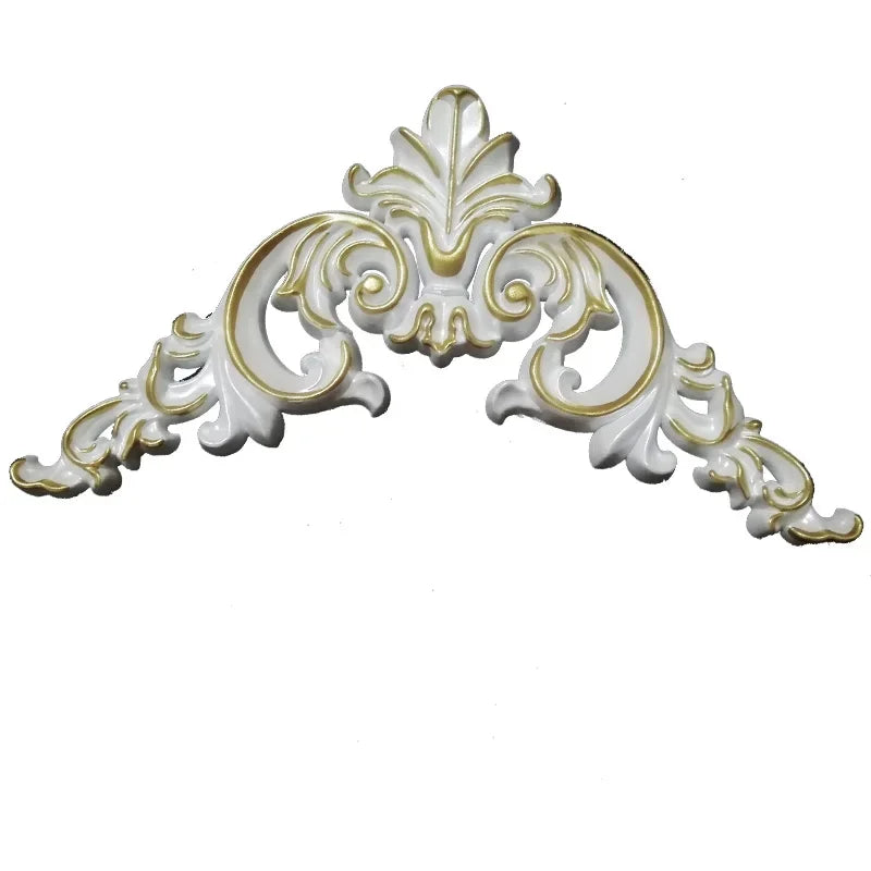 décoration murale coin blanc doré motifs floraux relief classique ornemental PVC stickers