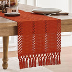 chemin table boho rustique franges motifs géométriques coton polyester décoration table manger fête