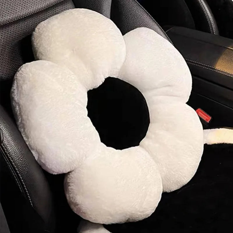 coussin décoratif peluche fleurs blanc orange noir rose bleu violet jaune 35cm 50cm