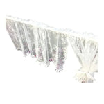 rideau blanc dentelle florale transparent vintage romantique maison 145cm 30cm franges inclusion accessoires